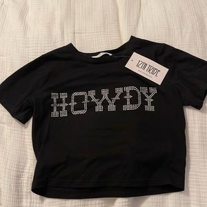 NWT 12th Tribe HOWDY WESTERN WEAR CROPPED TSHIRT